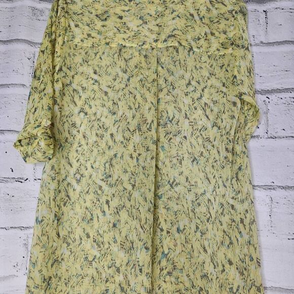 Nic + Zoe Printed Split V-Neck Hi-Low Hem Tunic Top Yellow Small - Picture 7 of 14